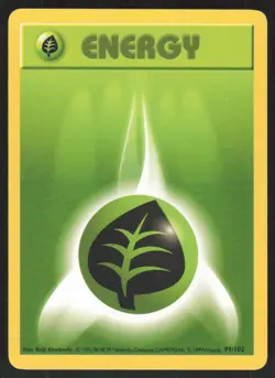 Pokemon TCG Base Set (Shadowless) #099/102 Grass Energy LP - Image 1