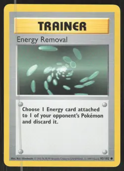 Pokemon TCG Base Set (Shadowless) #092/102 Energy Removal LP - Image 1