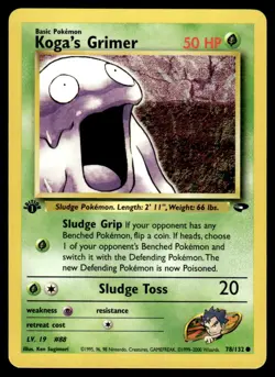 Pokemon TCG Gym Challenge 1st Edition #078/132 Koga's Grimer LP+ - Image 1