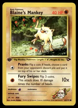 Pokemon TCG Gym Challenge 1st Edition #063/132 Blaine's Mankey LP+ - Image 1