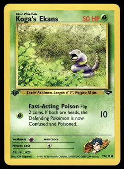 Pokemon TCG Gym Challenge 1st Edition #077/132 Koga's Ekans LP+ - Image 1