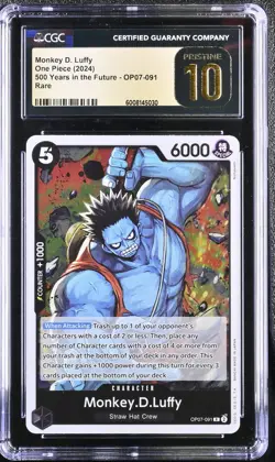 CGC PRISTINE 10 Monkey D. Luffy 500 Years in the Future #OP07-091 Foil One Piece - Image 1