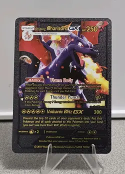 Pokemon Shining Charizard GX 250hp Black Foil Fan Art Collector Card TCG - Image 1