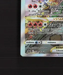 Charizard VSTAR SWSH262 OFFCENTER Full Art Black Star Promo Holo Pokemon Card NM - Image 5