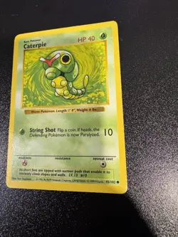 Caterpie 45/102 Shadowless Base Set Pokemon Card MP - Image 1