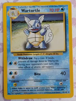 Pokemon TCG Wartortle Base Set Unlimited Uncommon Card 42/102 Pokemon LP - Image 1