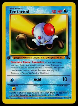 Pokemon Card Tentacool 56/62 1st Edition Fossil - Image 1