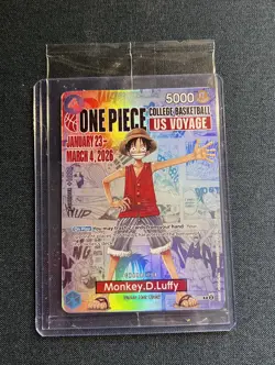 One Piece Monkey D. Luffy US College Basketball Promo Card RUTGERS - Image 1