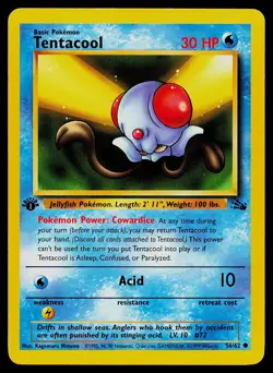 Pokemon Card Tentacool 56/62 1st Edition Fossil - Image 1
