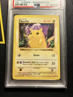 PSA 9 Shadowless Yellow Cheeks Pikachu 58/102 -Vintage Pokemon Card- Base Set - Image 2