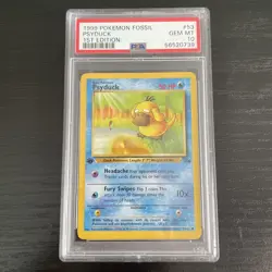 PSA 10 - Psyduck 1st Edition Fossil #53 - Pokemon Graded Slab - Image 1