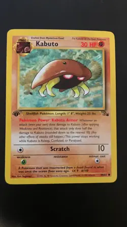 Pokemon Kabuto 1st Edition Fossil Set 1999 50/62 WOTC LP * - Image 1