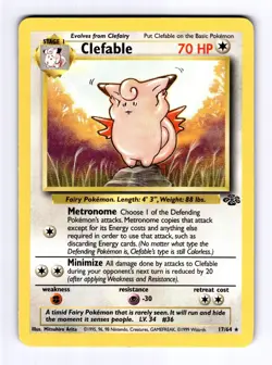 1999 Pokemon Jungle Clefable #17 R NM - Image 1
