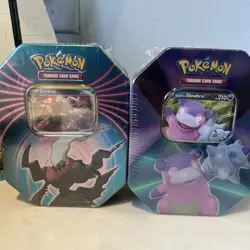 Pokemon Triple Whammy Collector's Tin Darkrai Tin & Galarian Slowbro V Tin - Image 1