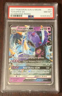 2017 POKEMON SUN & MOON GUARDIANS RISING #57 TOXAPEX GX GUARDIANS RISING PSA 8 - Image 1
