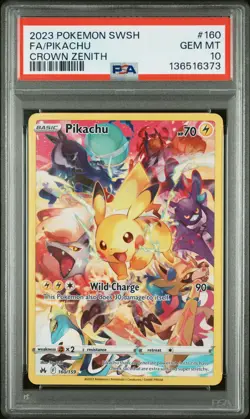 2023 POKEMON SWORD & SHIELD CROWN ZENITH #160 FULL ART/PIKACHU PSA 10 - Image 1