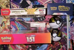 Pokemon TCG Sealed Lot 151 Costco Tin Set , 151 Zapdos Box , Surging Sparks Etc - Image 5