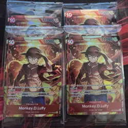 One Piece TCG Monkey D Luffy ST10-006 SR Treasure Booster Set Promo SEALED x 4 - Image 1