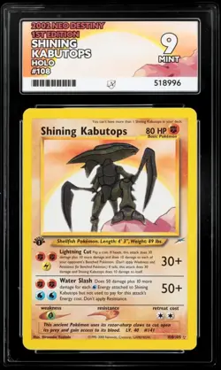 Pokemon 1st Edition Shining Kabutops Neo Destiny Holo Card 108/105 Ace 9 - Image 1