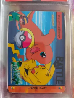 Pokemon Card carddass vending anime Japanese Charmander Vs Pikachu #185 PSA 9 - Image 3