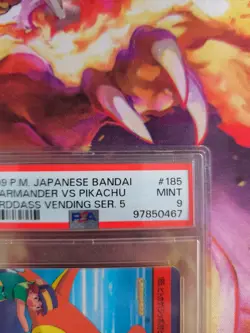 Pokemon Card carddass vending anime Japanese Charmander Vs Pikachu #185 PSA 9 - Image 4