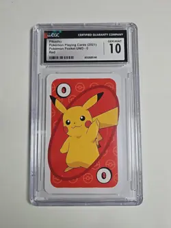 CGC GEM MINT 10 Pikachu #0 Playing Card 2021 Pokemon Pocket UNO Mattel Orig - Image 1