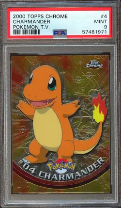 Charmander 2000 Topps Chrome Pokemon Card #4 PSA 9 - Image 1