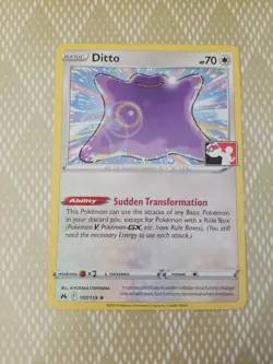 Ditto Pokemon Prize Pack Series 3 Pokemon Promo Card NM/LP Play Stamp - Image 1