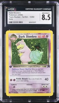 CGC 8.5 Dark Slowbro 2000 Team Rocket 1st Edition 12/82 Holo Pokemon Card - Image 1