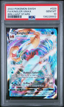 2022 POKEMON SWORD & SHIELD BRILLIANT STARS #029 FULL ART/KINGLER VMAX PSA 10 - Image 1