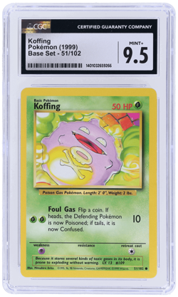 1999 Pokemon Base Set Koffing #51 CGC 9.5 - Image 1
