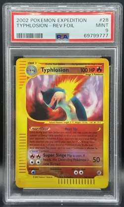 Pokemon TCG PSA 9 Typhlosion Expedition Reverse Holo Rare 28/165 *LOW POP* - Image 1