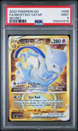 2022 POKEMON GO SECRET #086 FULL ART/MEWTWO VSTAR PSA 9 Mint - Image 1