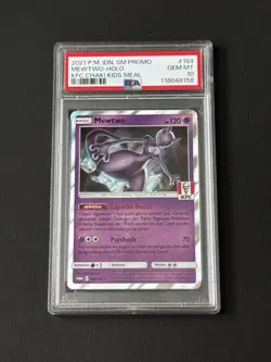 2021 POKEMON INDONESIAN SM PROMO KFC CHAKI KIDS MEAL #184 MEWTWO-HOLO PSA 10 - Image 1