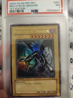 Yugioh Red Eyes Black Dragon 1st Edition SDJ-001 PSA 7 NM - Image 2