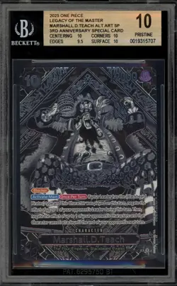 One Piece CCG Marshall.D.Teach 3rd Anniversary Special Alt Art OP09-093 BGS 10 - Image 1