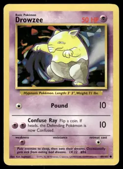 Pokemon Cards Drowzee 49/102 UNLIMITED Base Set WOTC Common NM - Image 1