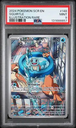 2024 POKEMON SCR EN-STELLAR CROWN ILLUSTRATION RARE #148 SQUIRTLE PSA 9 - Image 1