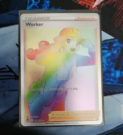 Worker 209/195 RAINBOW RARE Silver Tempest SECRET RARE Pokemon TCG NM - Image 1