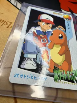 1998 Pokemon Bandai Anime Carddass Vending #27 Ash/Charmander - Image 2