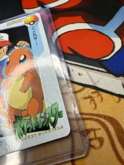 1998 Pokemon Bandai Anime Carddass Vending #27 Ash/Charmander - Image 3