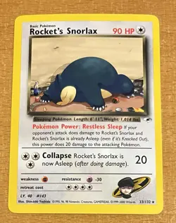 Pokemon TCG Rocket's Snorlax 033/132 Gym Heroes Regular Rare Vintage NM/LP - Image 1