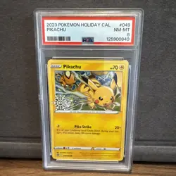 Mint Pikachu 2023 Pokemon 049/195 Snowflake Stamped Holiday Calendar PSA 8 - Image 1