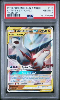 PSA 10 Latias & Latios GX 113/181 Pokemon Team Up 2019 - Image 1
