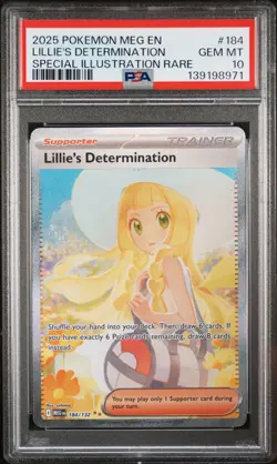 2025 POKEMON MEG SPECIAL ILLUSTRATION RARE #184 LILLIE'S DETERMINATION PSA 10 - Image 1