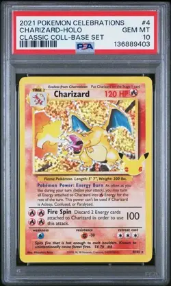 Pokemon 2021 Charizard 4/102 Holo Celebrations Classic Collection GEM MT PSA 10 - Image 1