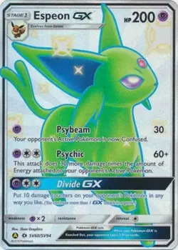 NM-Mint Espeon GX - SV60/SV94 - Full Art Ultra Rare Pokemon Hidden Fates: Shiny - Image 1