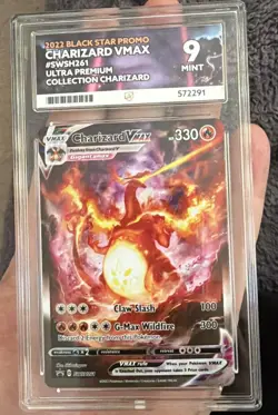 Pokemon TCG Charizard VMAX SWSH261 Ace Graded Mint 9 Black Star Promo - Image 1