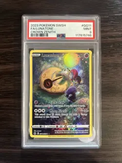 PSA 9 Mint 2023 Pokemon Crown Zenith Lunatone Full Art GG11/GG70 - Image 1