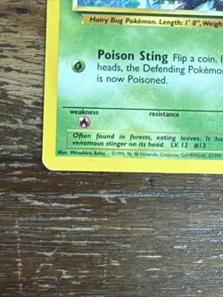 1999 Pokemon Base Set #69/102 Weedle LP - Image 2